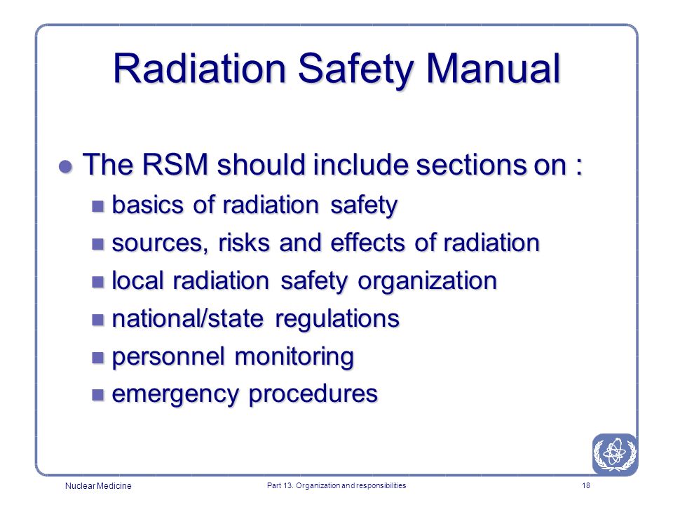 Radiation safety policy procedures